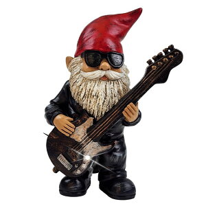 �K�[�f�����C�gLED�\�[���[���C�g �\�[���[�p���[ Better Office Products Garden Gnome Statue, 8 Height, Handcrafted Waterproof, UV-Resistant Polyresin Lawn Patio Porch Ornament Decoration (Rock Star with Solar Light) �y���s�A���i�z