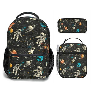 �C���R ���� �o�[�h �g���x���L�����A�[ Jollitot Kids Backpack with Lunch Box, Lightweight School Backpack 3 Set for Boys, Space Design Boys Backpack For Kids Children Teens Elementary Middle School �y���s�A���i�z