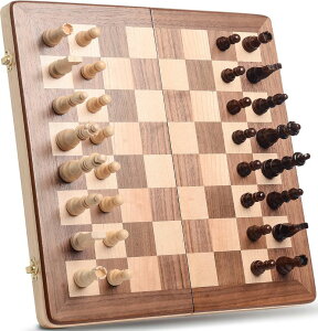 `FXZbg Chess Armory Chess Set 15 Inch Magnetic Wooden Chess Board Game for Adults and Kids with Extra Queen Pieces & Storage Box ysAiz