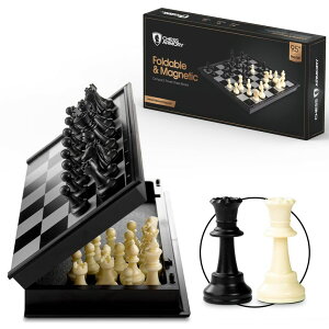 `FXZbg Chess Armory Magnetic 9.5 Inches Travel Chess Set - Folding Board with Storage Box & 2 Extra Queen. ysAiz
