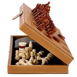 `FXZbg Rinten 2 in 1 Magnetic Chess Set & Checkers Board Game, 15" Handmade Folding Chess Board, Portable Travel Chess Set, Beginner Chess Board Game for Adults & Kids (15 Inch) ysAiz