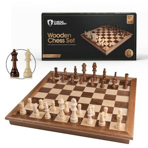 �`�F�X�Z�b�g Chess Armory Wooden Chess Set - 17 inch Large Chess Board Sets for Adults and Kids with Extra Queen Pieces & Storage Box �y���s�A���i�z