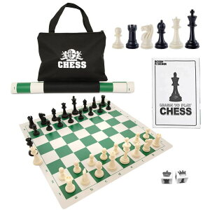 �`�F�X�Z�b�g WE Games Best Value Tournament Chess Set w/ a Green Roll Up Vinyl Board, Plastic Pieces & Bag �y���s�A���i�z