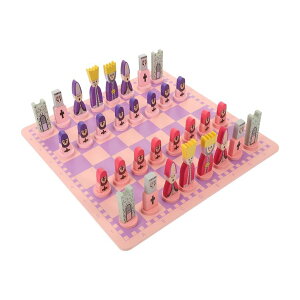 `FXZbg TOYANDONA Wooden Chess Set, 11.8 inch Cartoon Travel Chess Set Pink Chess Board Game Set with Cute Chess Pieces for Kids and Adults ysAiz
