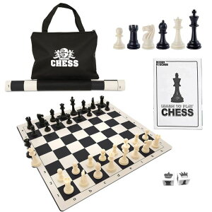 �`�F�X�Z�b�g WE Games Best Value Tournament Chess Set - Includes 34 Chess Pieces, Roll Up Vinyl Chess Board, Chess Pieces, Chess Bag and Equalizer Dice, Travel Chess Sets for Adults �y���s�A���i�z