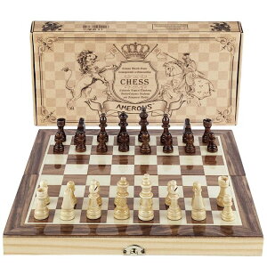 `FXZbg Amerous Chess Set, 12"x12" Folding Wooden Standard Travel International Chess Board Game Set with Magnetic Crafted Pieces For 2 Players ysAiz