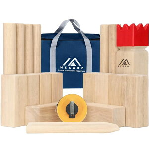 �`�F�X�Z�b�g Megwoz Kubb Yard Games Family Games for Kids and Adults New Zealand Pine Wooden Toss Games, Indoor Outdoor Games for Adults and Family with Measuring Tape, Viking Chess Yard Games Gifts for Christmas �y���s�A���i�z