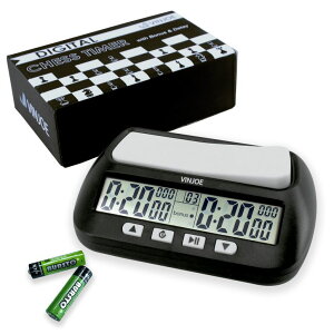 �`�F�X�Z�b�g VINJOE Chess Clock Digital Chess Timer, Portable Digital Chess Clock & Game Timer for Board Games with Basic, Bonus, Delay and Positive Time Features Best Gifts for Christmas(Include Battery) �y���s�A���i�z