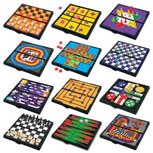 `FXZbg Gamie Small Magnetic Board Travel Game Set - includes 12 Retro Fun Games - 5 Inch Compact Design - Individually Boxed - Teaches Strategy and Focus - Road Trip, Travel, Camping for Kids 6+ ysAiz