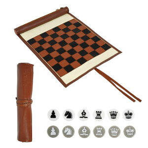 `FXZbg YOBRO Travel Chess Set & Checkers for Adults,2 in 1 Roll-Up Checkers Board Game Gift for Kids,Classic PU Leather,Portable & Compact for Travel Lovers,Family Game Indoor Outdoor Use ysAiz