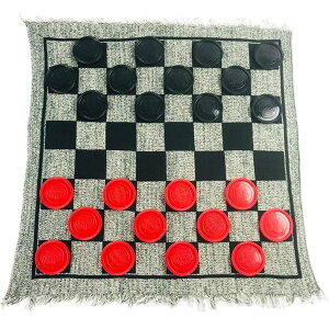 �`�F�X�Z�b�g YH Poker 3 in 1 Giant Checkers Set and Tic Tac Toe Game with Reversible Rug - Indoor and Outdoor Board Game for Family, Great for Camping, Backyard, Lawn Game and other Activities �y���s�A���i�z