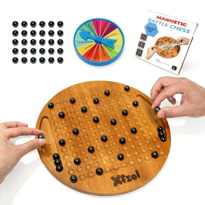 `FXZbg Xfsol Wooden Magnetic Chess Game Set,Interactive Tabletop Fun Board Game with 30Pcs Magnet Stones,Develop Intelligence,Strategy Battle Game,Family Party Games for Kids and Adults (Style B), CIRCS-001 ysAiz