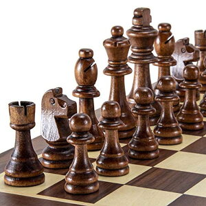 `FXZbg AMEROUS Wooden Chess Pieces Only, Tournament Staunton Wood Chessmen with 3.5 inches King, Chess Game Pawns for Chess Board Game, Replacement of Missing Pieces (2 Storage Bag Included) ysAiz