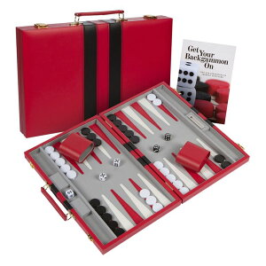 `FXZbg Get The Games Out Top Backgammon Set - Small Travel Size Classic Board Game Case - Best Strategy & Tip Guide (Red, Small) ysAiz