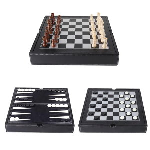 �`�F�X�Z�b�g GSE Games & Sports Expert 12.5 Premium Leather 3-in-1 Chess, Checker and Backgammon Board Game Combo Set, Classic Board Strategy Game for Kids & Adults �y���s�A���i�z