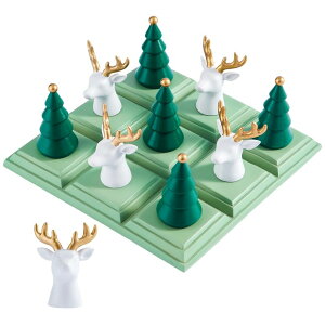 `FXZbg DN DECONATION Christmas Tic Tac Toe Game Set with 3D Reindeer & Tree Pieces,7.68" x 7.68" Resin Board, Coffee Table Decor, Xmas Shelf&Mantel Decor, Festive Home Decor, Christmas Decoration Gift ysAiz