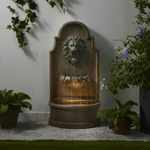 K[f  CeA u^  ̃IuWF EH[^[tH[t@Ee Glitzhome Tiered Outdoor Water Fountain with LED Light Decorative Vintage European Style 3-Tier Oversized Lion Head Waterfall Founta