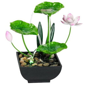   ̃IuWF e[ugbvt@Ee CeA YOQUATE Tabletop Fountain Water Fountain Indoor Waterfall Fountain 3-Tier Lotus Desk Fountain Relaxation Home Decor Including Lots of Rocks and Soothing Sound Ma