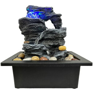 ��� ���� ��̃I�u�W�F �e�[�u���g�b�v�t�@�E���e�� �C���e���A���� Indoor Tabletop Water Fountain Rotating Ball Rock Waterfall Fountain with Colorful Lights and Natural River Rocks, Zen Meditation Desktop Fountain for Home Offic