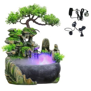   ̃IuWF e[ugbvt@Ee CeA Waterfall Fountain Indoor Tabletop Water Fountain Rockery Stream Tabletop Fountain Fountains and Waterfalls Desk Fountain with Automatic Pump and Switch (Style 2