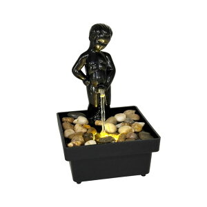   ̃IuWF e[ugbvt@Ee CeA Island Dogs Peeing Boy LED Fountain ? Novelty Desk Accessory with Decorative Stones ? Fun, Quirky Home and Office Decor ? Perfect for Fans of Unique Gifts, Light