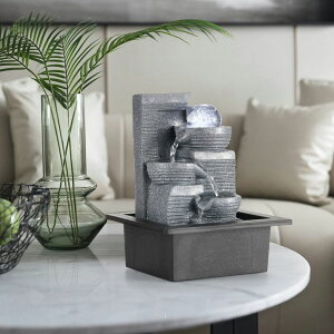   ̃IuWF e[ugbvt@Ee CeA WICHEMI Indoor Fountains Tabletop Fountain Waterfall Fountains Indoor Water Feature Feng Shui Zen Meditation Desktop Fountain with LED Light for Home and Office 