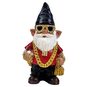 �K�[�f�����C�gLED�\�[���[���C�g �\�[���[�p���[ Better Office Products Garden Gnome Statue, 12 Height, Handcrafted Waterproof, UV-Resistant Polyresin Lawn Patio Porch Ornament Decoration (Bling Rapper with Solar Light) �y���s�A��