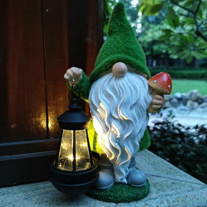 K[fCgLED\[[Cg \[[p[ VIOYOUNS Solar Gnomes Garden Statues,Resin Gnome Figurine Holding Mushroom and Solar Lights Lantern,Outdoor Yard Art Decorations for Garden Patio Lawn ysAiz