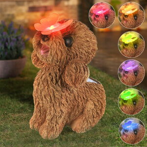ガーデンライトLEDソーラーライト ソーラーパワー Dog Statues Outdoor Decor, Solar Lights Outdoor Statue Garden Decorations Solar Dog Ornaments for Patio, Lawn, Yard Art Decoration, Housewarming Garden Gift 【並行輸入品】