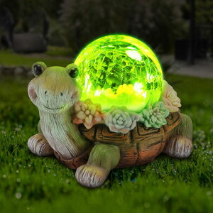 K[fCgLED\[[Cg \[[p[ Vasesun Solar Turtle Garden Statue Lights for Outdoor Decor with Cracked Glass LED Figurine Lighting Resin Succulent Tortoise Decorations Patio Lawn Yard Housewarming Mom Gifts ys