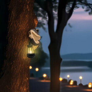 K[fCgLED\[[Cg \[[p[ MHLLGN Solar Frog Garden Statues Tree Hugger for Outside, Solar Statues for Yard and Garden, Outdoor Garden Decorations, Garden Frogs Outdoor Decor with Solar Light, Tree Decorations O y