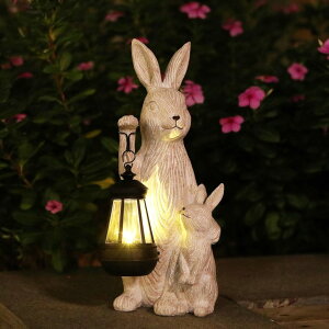 �K�[�f�����C�gLED�\�[���[���C�g �\�[���[�p���[ Solar Garden Statues Bunny Decor with LED Lights Valentines Day Decorations Outdoor Garden Rabbit Statue for Patio, Balcony, Yard, Lawn Ornament - Unique Housewarming Birthday Gifts fo �y