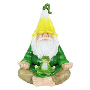 �K�[�f�����C�gLED�\�[���[���C�g �\�[���[�p���[ Exhart Solar Light-Up Meditating Gnome Statue w/LED Frog, Durable Resin Garden D?cor, 8�hx6.5�hx10.5�h �y���s�A���i�z