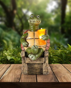 K[fCgLED\[[Cg \[[p[ iStatue Solar-Powered Turtle Figurine Light with Glowing Cup - 5.5 in Lifelike LED Decorative Lamp for Outdoor Ambiance - Patio Table, Yard & Garden Decor (Turtle) ysAiz