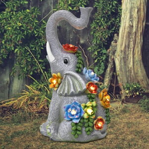 K[fCgLED\[[Cg \[[p[ halp?ssfm Elephant Garden Statue Solar Lamp with 8 Led Lights Decor Outdoor Resin Waterproof Sculpture Patio Lawn Yard Porch Decorations Housewarming Gifts for Women Mom Grandma ys
