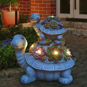 �K�[�f�����C�gLED�\�[���[���C�g �\�[���[�p���[ VIOYOUNS Large Turtle Solar Garden Outdoor Statues with Succulent and 6 LED Lights,Outside Solar Turtle Decor Art for Lawn,Yard, Balcony Ornament, to Give �y���s�A���i�z