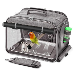 �C���R ���� �o�[�h �g���x���L�����A�[ Suertree Bird Carrier Airline Approved, Travel Bird Cage with Indestructible Stainless Steel Mesh, Bird Travel Carrier Lightweight and Portable with Water Bottle and Bowl �y���s�A���i�z