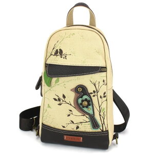 �C���R ���� �o�[�h �g���x���L�����A�[ CHALA Canvas Sling Bag Women RFID Protected Canvas Crossbody Backpack with Adjustable Strap (Bird - Sand) �y���s�A���i�z