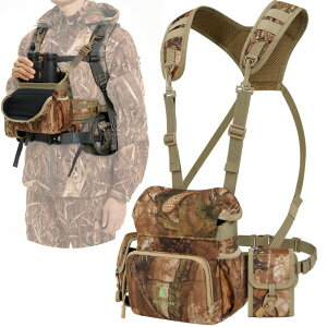 �C���R ���� �o�[�h �g���x���L�����A�[ Wild Cedar Binocular Harness Chest Pack with Rangefinder Pouch, Compatible with Most Hunting Backpacks, Bino Harness with Rain Cover for Bird Watching, Hunting, Hiking �y���s�A���i�z