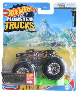�z�b�g�E�B�[�� �����X�^�[�g���b�N Hot Wheels Monster Trucks Corvette, Plus Connect and Crash Car 18/75 �y���s�A���i�z