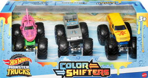 �z�b�g�E�B�[�� �����X�^�[�g���b�N Hot Wheels Monster Trucks 1:64 Color Shifters 3-Pack, Toy Trucks For Kids �y���s�A���i�z