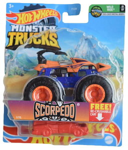 �z�b�g�E�B�[�� �����X�^�[�g���b�N Hot Wheels Monster Trucks Scorpedo, [Orange] 1:64 Scale Re-Crushable 7/75 �y���s�A���i�z