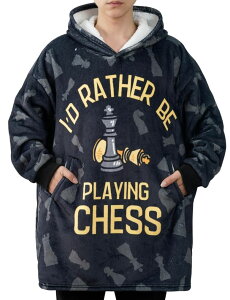 �`�F�X�Z�b�g Huglanket Chess Gifts for men, Wearable Flannel Chess Blanket Hoodie, Super Soft Warm Cozy with Two Large Pocket, Gifts for Chess Lovers for Birthday Christmas - One Size Fits Most �y���s�A���i�z