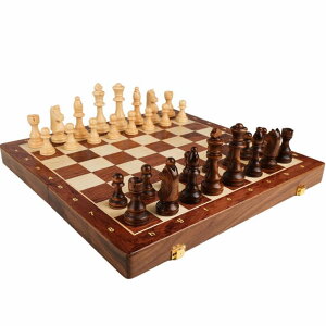 `FXZbg 15'' Walnut Chess Set with Storage Board for Adults & Children, 2 Players ysAiz