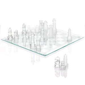 �`�F�X�Z�b�g Srenta Fine Glass Chess Set Game, Modern Clear Chess Set, Deluxe Chess Set Glass Chess Board Set with Solid Clear & Frosted Chess Glass Pieces | 9.7�f�f Crystal Chess Boards Sets, Felt Padding Included �y���s�A���i�z