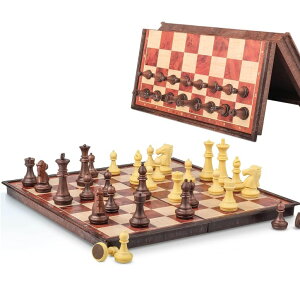 `FXZbg SIMPLEWIN 7.87 Inch Mini Magnetic Travel Chess Set, Walnut-Style - Small Portable Pocket Folding Chess Board Games, Ideal for Travel and Gifts ysAiz