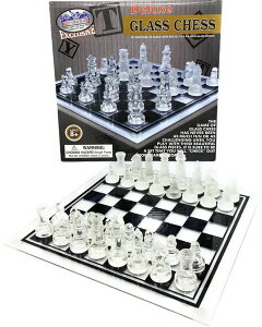 �`�F�X�Z�b�g Matty's Toy Stop Deluxe Clear & Frosted Glass Chess Set (10") Small �y���s�A���i�z