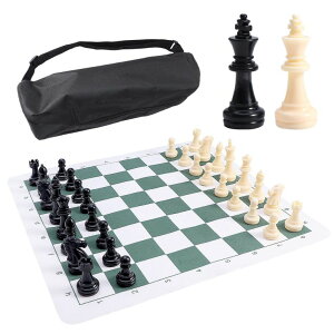 �`�F�X�Z�b�g Tournament Chess Mat with Chess & Storage Bag, PU Leather Tournament Roll Up Chess Board, Chess Rollable Chessboard, Chess Mat Set for Kids and Adults (34cm with Chess Set) �y���s�A���i�z