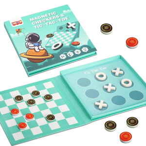 `FXZbg Checkers Board Game for Kids 4-12, 2 in 1 Magnetic Checkers and Tic-Tac-Toe Sets Travel Toys Travel Games, Ideal Gifts for Young Kids 4 5 6 7 8 9 ysAiz