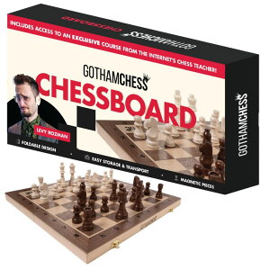 `FXZbg GothamChess Board- Foldable, Magnetic Pieces, Quality Wood, Fitted Storage, Includes Course by International Master Levy Rozman ysAiz